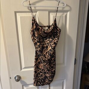 Leopard Print Cowl Neck Dress